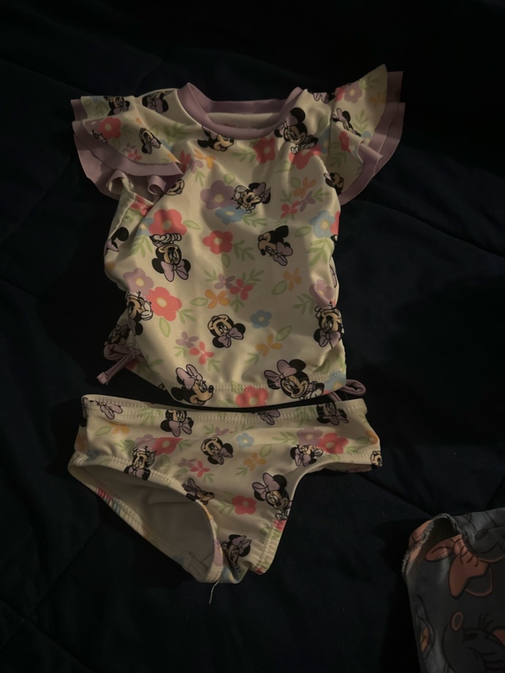 Girls Floral Minnie Mouse Two-Piece Swim Set - Pastel Floral